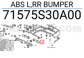 Honda 71575S30A00 ABS L,RR BUMPER