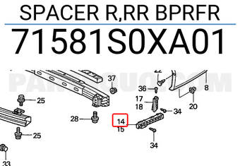 Honda 71581S0XA01 SPACER R,RR BPRFR