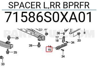 Honda 71586S0XA01 SPACER L,RR BPRFR