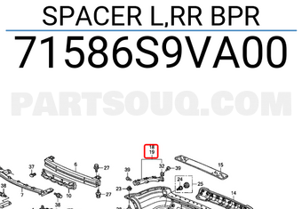 Honda 71586S9VA00 SPACER L,RR BPR