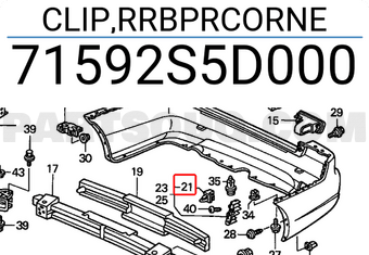 Honda 71592S5D000 CLIP,RRBPRCORNE