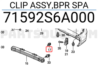 Honda 71592S6A000 CLIP ASSY,BPR SPA