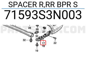 Honda 71593S3N003 SPACER R,RR BPR S