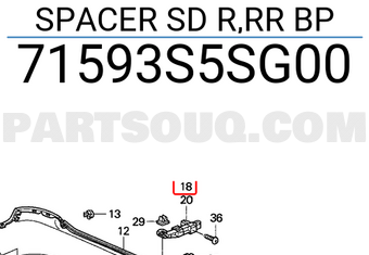 Honda 71593S5SG00 SPACER SD R,RR BP