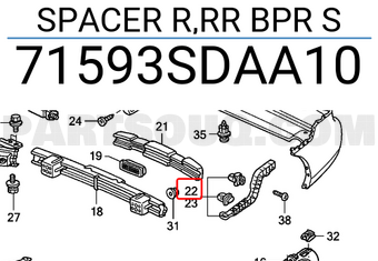 Honda 71593SDAA10 SPACER R,RR BPR S