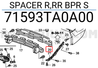 Honda 71593TA0A00 SPACER R,RR BPR S