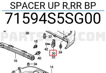 Honda 71594S5SG00 SPACER UP R,RR BP