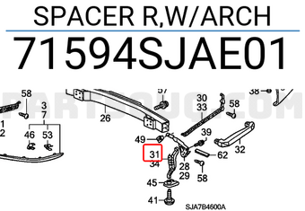 Honda 71594SJAE01 SPACER R,W/ARCH