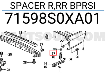 Honda 71598S0XA01 SPACER R,RR BPRSI