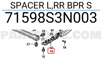 Honda 71598S3N003 SPACER L,RR BPR S