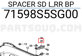 Honda 71598S5SG00 SPACER SD L,RR BP