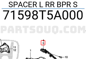 Honda 71598T5A000 SPACER L RR BPR S