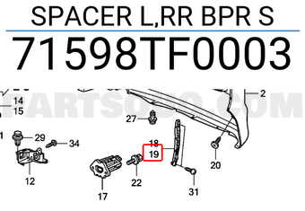 Honda 71598TF0003 SPACER L,RR BPR S