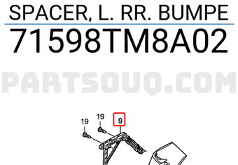 Honda 71598TM8A02 SPACER, L. RR. BUMPE