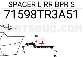 Honda 71598TR3A51 SPACER L RR BPR S