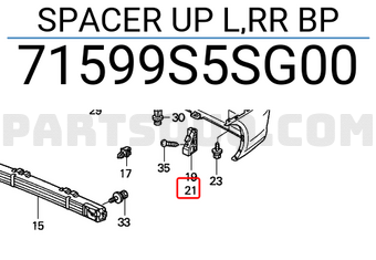 Honda 71599S5SG00 SPACER UP L,RR BP