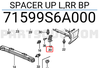 Honda 71599S6A000 SPACER UP L,RR BP
