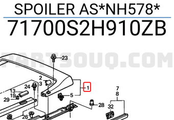Honda 71700S2H910ZB SPOILER AS*NH578*