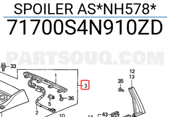 Honda 71700S4N910ZD SPOILER AS*NH578*