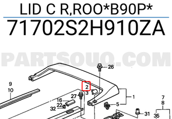 Honda 71702S2H910ZA LID C R,ROO*B90P*