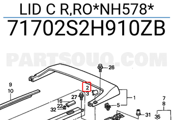 Honda 71702S2H910ZB LID C R,RO*NH578*