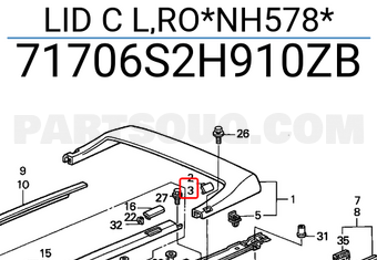 Honda 71706S2H910ZB LID C L,RO*NH578*
