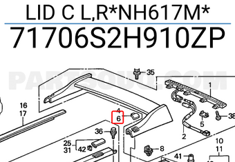 Honda 71706S2H910ZP LID C L,R*NH617M*