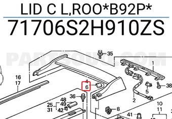 Honda 71706S2H910ZS LID C L,ROO*B92P*
