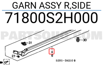 Honda 71800S2H000 GARN ASSY R,SIDE
