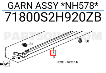 Honda 71800S2H920ZB GARN ASSY *NH578*