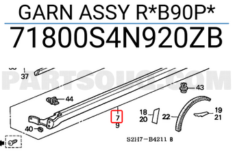 Honda 71800S4N920ZB GARN ASSY R*B90P*
