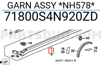 Honda 71800S4N920ZD GARN ASSY *NH578*