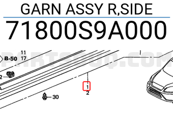 Honda 71800S9A000 GARN ASSY R,SIDE