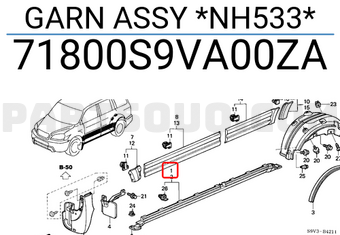 Honda 71800S9VA00ZA GARN ASSY *NH533*