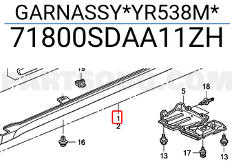 Honda 71800SDAA11ZH GARNASSY*YR538M*