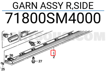 Honda 71800SM4000 GARN ASSY R,SIDE
