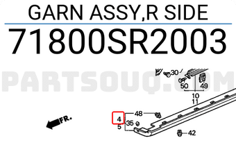 Honda 71800SR2003 GARN ASSY,R SIDE