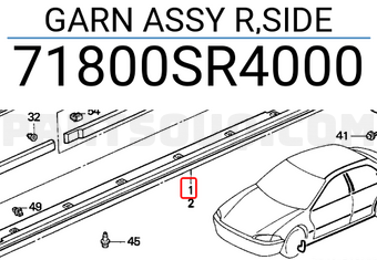 Honda 71800SR4000 GARN ASSY R,SIDE