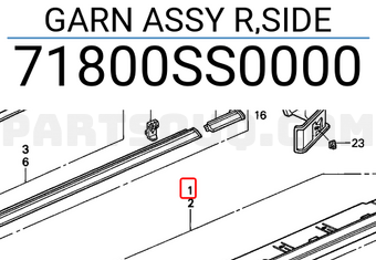 Honda 71800SS0000 GARN ASSY R,SIDE