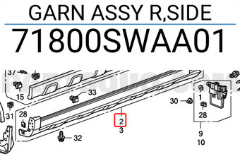 Honda 71800SWAA01 GARN ASSY R,SIDE