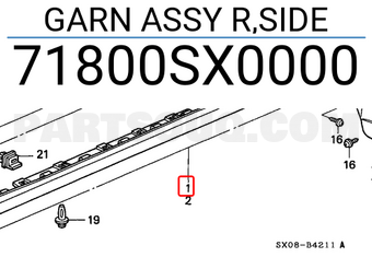 Honda 71800SX0000 GARN ASSY R,SIDE