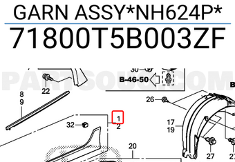 Honda 71800T5B003ZF GARN ASSY*NH624P*