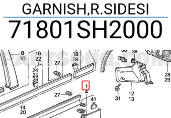 Honda 71801SH2000 GARNISH,R.SIDESI