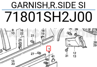 Honda 71801SH2J00 GARNISH,R.SIDE SI