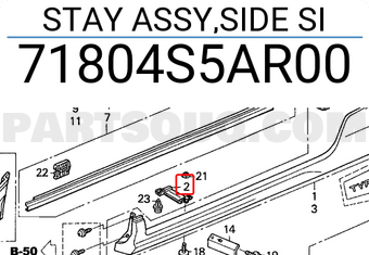 Honda 71804S5AR00 STAY ASSY,SIDE SI