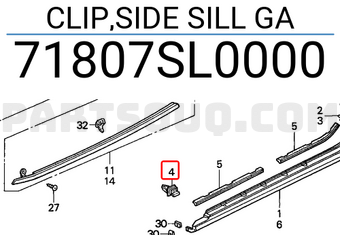 Honda 71807SL0000 CLIP,SIDE SILL GA
