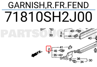 Honda 71810SH2J00 GARNISH,R.FR.FEND
