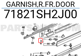Honda 71821SH2J00 GARNISH,R.FR.DOOR