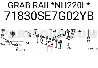 Honda 71830SE7G02YB GRAB RAIL*NH220L*