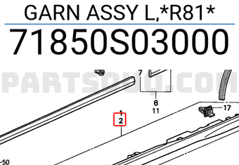 Honda 71850S03000 GARN ASSY L,*R81*